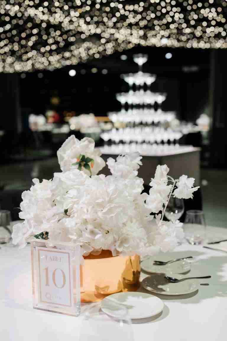 table flowers at q events wedding venue melbourne