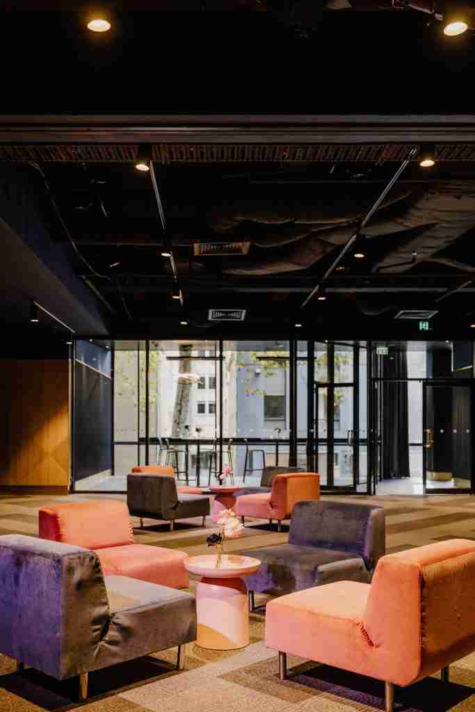 corporate event room with seating area